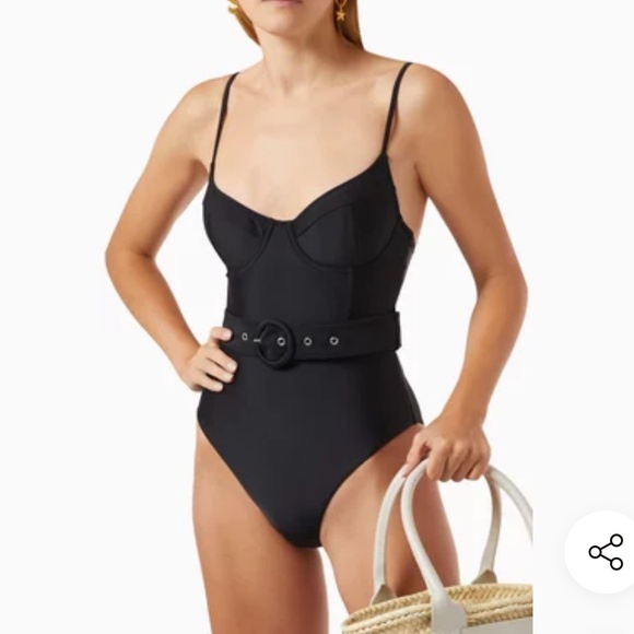 SIMKHAI Noa Belted One-piece Swimsuit in Stretch Nylon - Picture 9 of 10